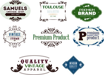 set of vintage shop brand retro logo, tags, and labels for professional design