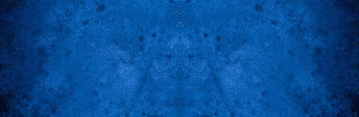 Old wall pattern texture cement blue dark abstract  blue color design are light with black gradient background.