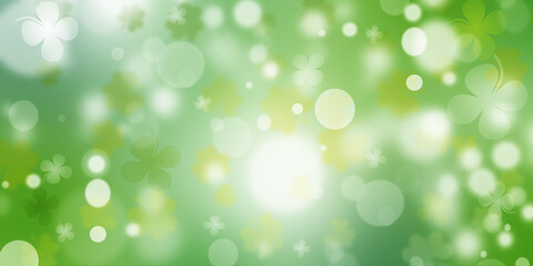 St Patrick's day illustration, clover leafs rotating on the green background - obrazy, fototapety, plakaty