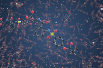 Adalimumab molecule. Ball-and-stick molecular model. Chemistry related 3d rendering