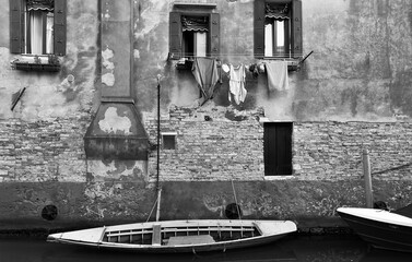 Black and white venetian cityscape