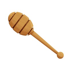 Wooden honey dipper in cartoon style isolated on white background. Stick with round part, household item m utensil. Equipment for dessert, nutrition. Traditional tool. 
