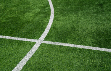 Fototapeta na wymiar a bal on the green grass in stadium
