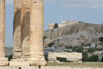 Temple of Zeus Athens Greece in the Center of Athens, Looking at the Parthenon, and the Acropolis