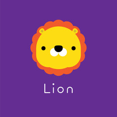 Cute lion face. Little lion in cartoon style. Vector illustration