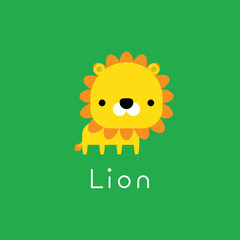Cute cartoon lion.  Vector illustration.
