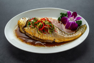 Chinese Cantonese Steamed Yellow Croaker