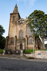 Dunfermline Abbey known as Robert the Bruce church with a tree in front of it