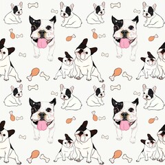 Obraz premium Hand drawn illustrations protrait of French Bulldog breed on white background design for seamless pattern