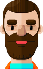 Brown Beard Man Flat Vector Icon Illustration Avatar
