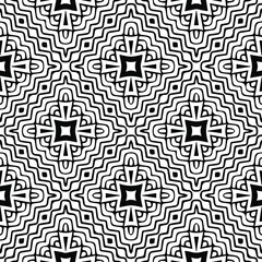 Geometric vector pattern with triangular elements. Seamless abstract ornament for wallpapers and backgrounds. Black and white patterns..
