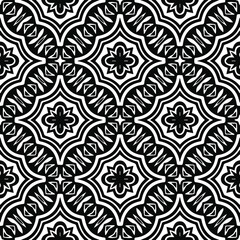 Geometric vector pattern with triangular elements. Seamless abstract ornament for wallpapers and backgrounds. Black and white patterns..
