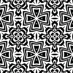 Geometric vector pattern with triangular elements. Seamless abstract ornament for wallpapers and backgrounds. Black and white patterns..
