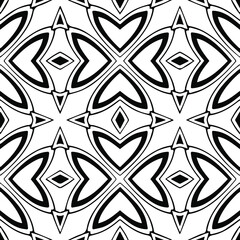 Geometric vector pattern with triangular elements. Seamless abstract ornament for wallpapers and backgrounds. Black and white patterns..
