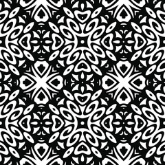Geometric vector pattern with triangular elements. Seamless abstract ornament for wallpapers and backgrounds. Black and white patterns..
