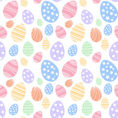 Colorful brightly colored Easter eggs. Seamless vector pattern on white background