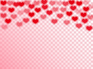Beautiful red hearts falling vector illustration.