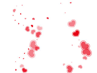 Beautiful red hearts falling vector illustration.