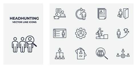 Set of Headhunting icon. Headhunting And Recruiting pack symbol template for graphic and web design collection logo vector illustration