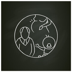 People at high risk for flu,coronavirus complications chalk icons.Adults 65 years and older.Children younger than 2 years old.Pregnant women.Isolated vector illustration on chalkboard