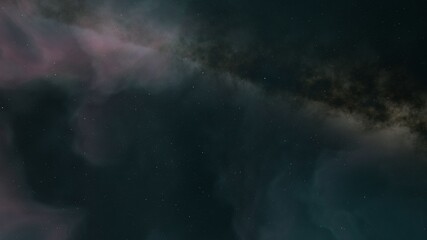 Space background with realistic nebula and shining stars. Colorful cosmos with stardust and milky way. Magic color galaxy. Infinite universe and starry night. 3d render