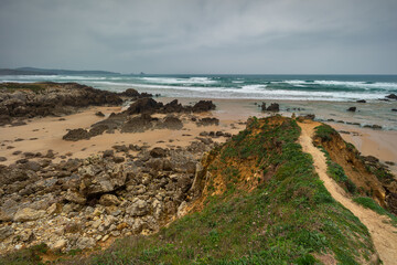 Landscape in the Valdearenas Beach. Natural Park of Liencres. Cantabria. Spain.