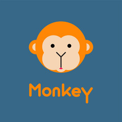Cute monkey face. Little monkey in cartoon style. Vector illustration
