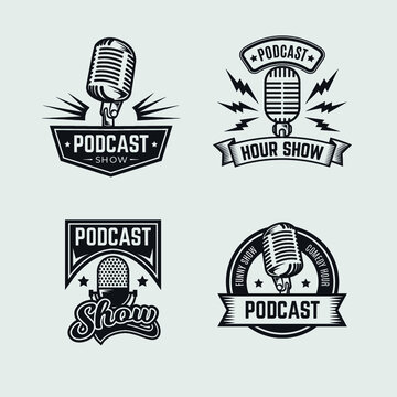 Vintage podcast,podcast logo,podcast cover,business logo,logo design, mic,microphone,music,studio,radio