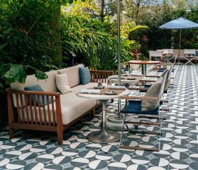 table and chairs on the terrace restaurant  