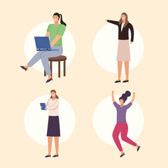 four businesswomen characters