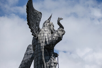 Quito, Ecuador - March 24 2018: The Virgin of Quito statue in Ecuador