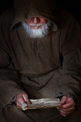 Medieval monk studies writing