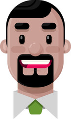 Happy Young Man with a Dark Goatee Flat Vector Illustration Icon Avatar
