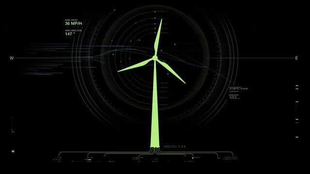 Futuristic Windmill Designed UI / UX with windspeed and power output.