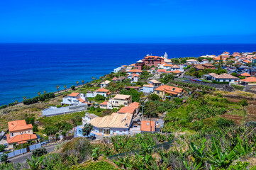 Fototapeta na wymiar Jardim do Mar - Village with Promenade at beautiful coast of Madeira island, Calheta, Portugal.