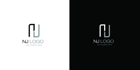 nj logo design, flat black and white vector design