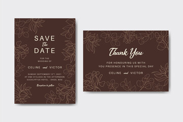 Naklejka na ściany i meble Elegant floral wedding invitation card template