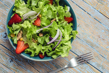 Healthy vegan take away salad in aluminum container