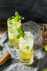 Boozy Refreshing Dark Rum Mojito Cocktail