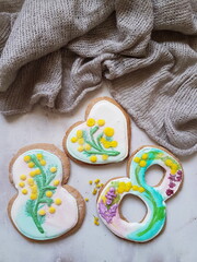 Gingerbread cookies on craft paper. March 8