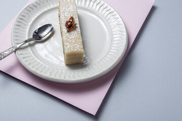 Traditional French luxurious cakes with mint leaves