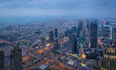 Skyscrapers along Sheikh Zayed Road, Dubai, UAE