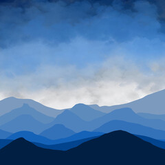 mountain landscape with clouds