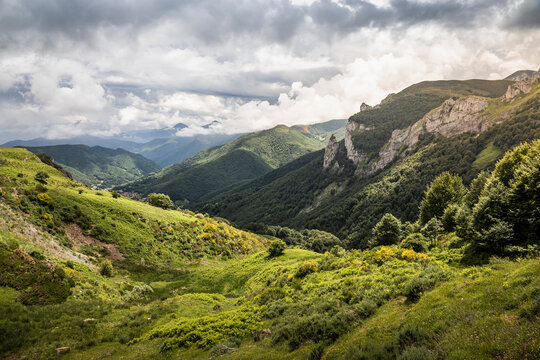 Landscape near Fuente De in national reserve Parque National de los Picos de Europa, Potes, Cantabria, Spain