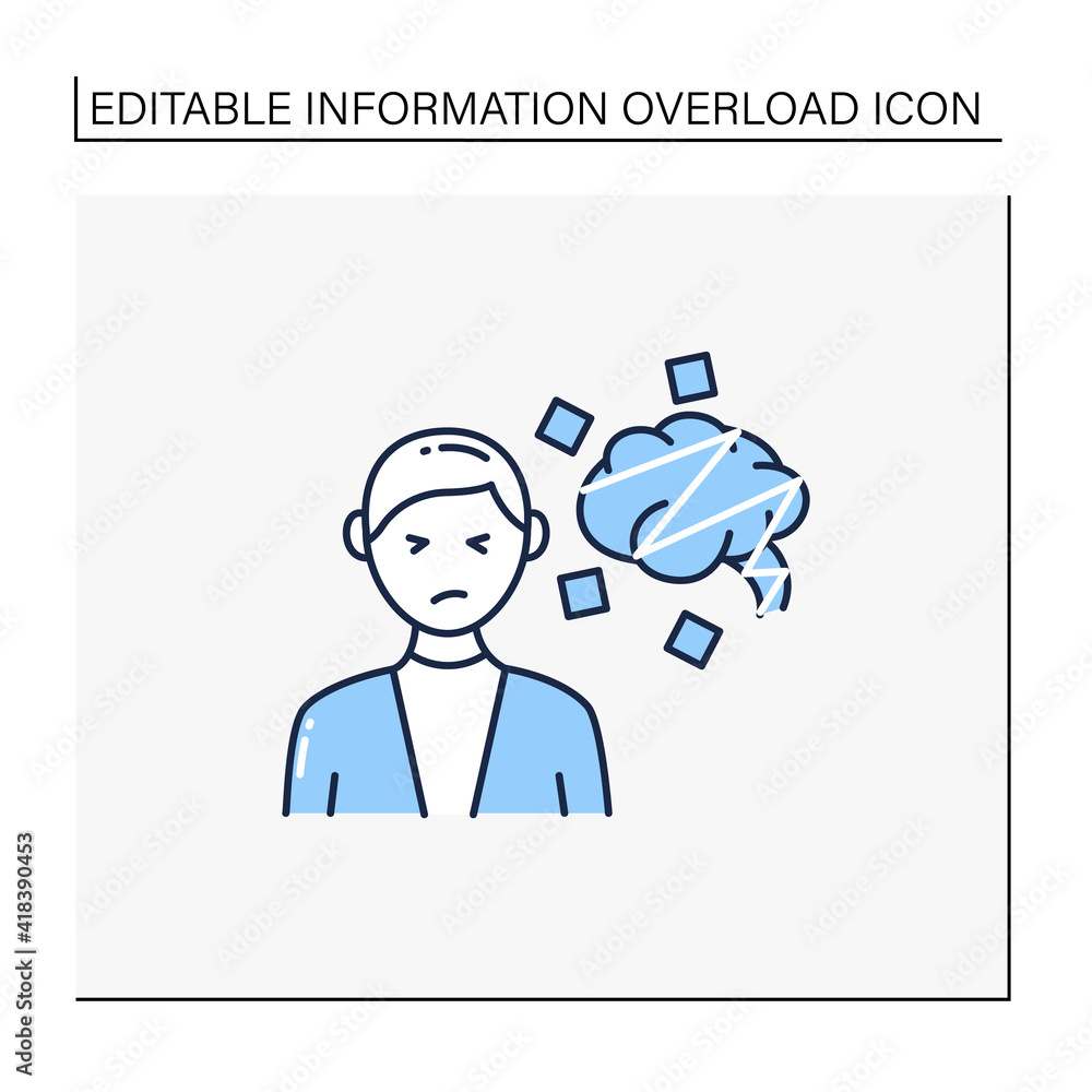 Poster cognitive dissonance line icon. mental conflict between knowledge, ideas, mind. divergence of though