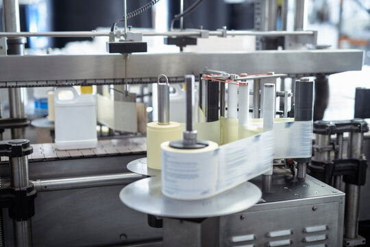 Labelling Machine In Chemical Factory