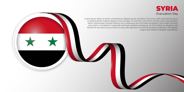 Syria flag emblem design with syria banner flag. Syria evacuation day background.