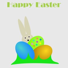 Easter card with bunny and eggs.