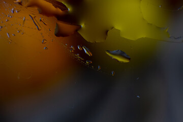 beautiful colorful background with water drops macro photo orange yellow color