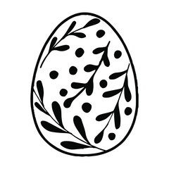 Hand drawn easter eggs with decoration. Doodle vector illustration in cute zenart style. Element for greeting cards, posters, stickers and seasonal design. Isolated on white and black background.